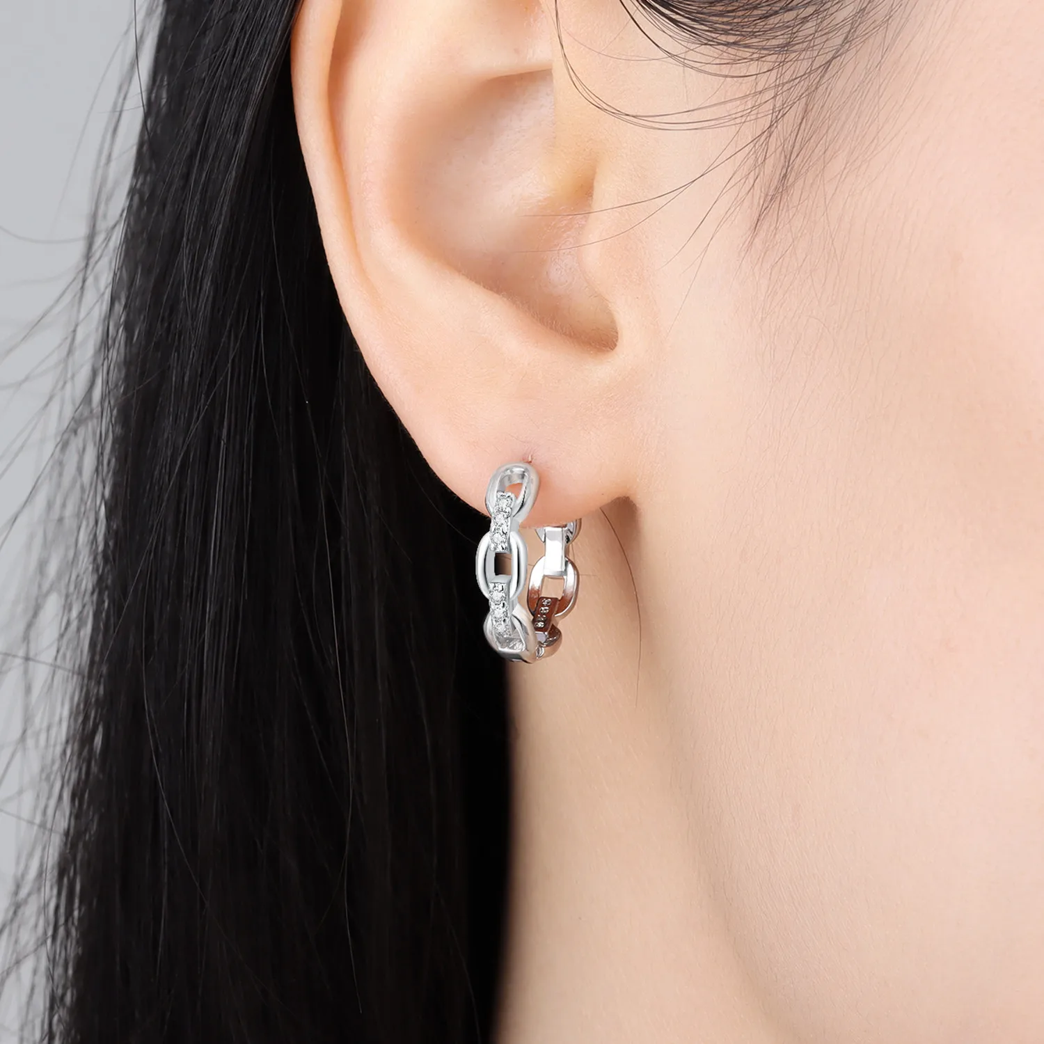 CYCUFF S 할로우 체인 디자인 귀걸이 후프 귀걸이 여성 쥬얼리 오리지널 트렌디 기념일 선물