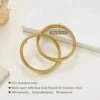 Gold Bangles for Women Chunky Stretch Bangles Bracelets Set 18K Gold Plated Stainless Steel Bracelets Flexible Wide Wristband 3