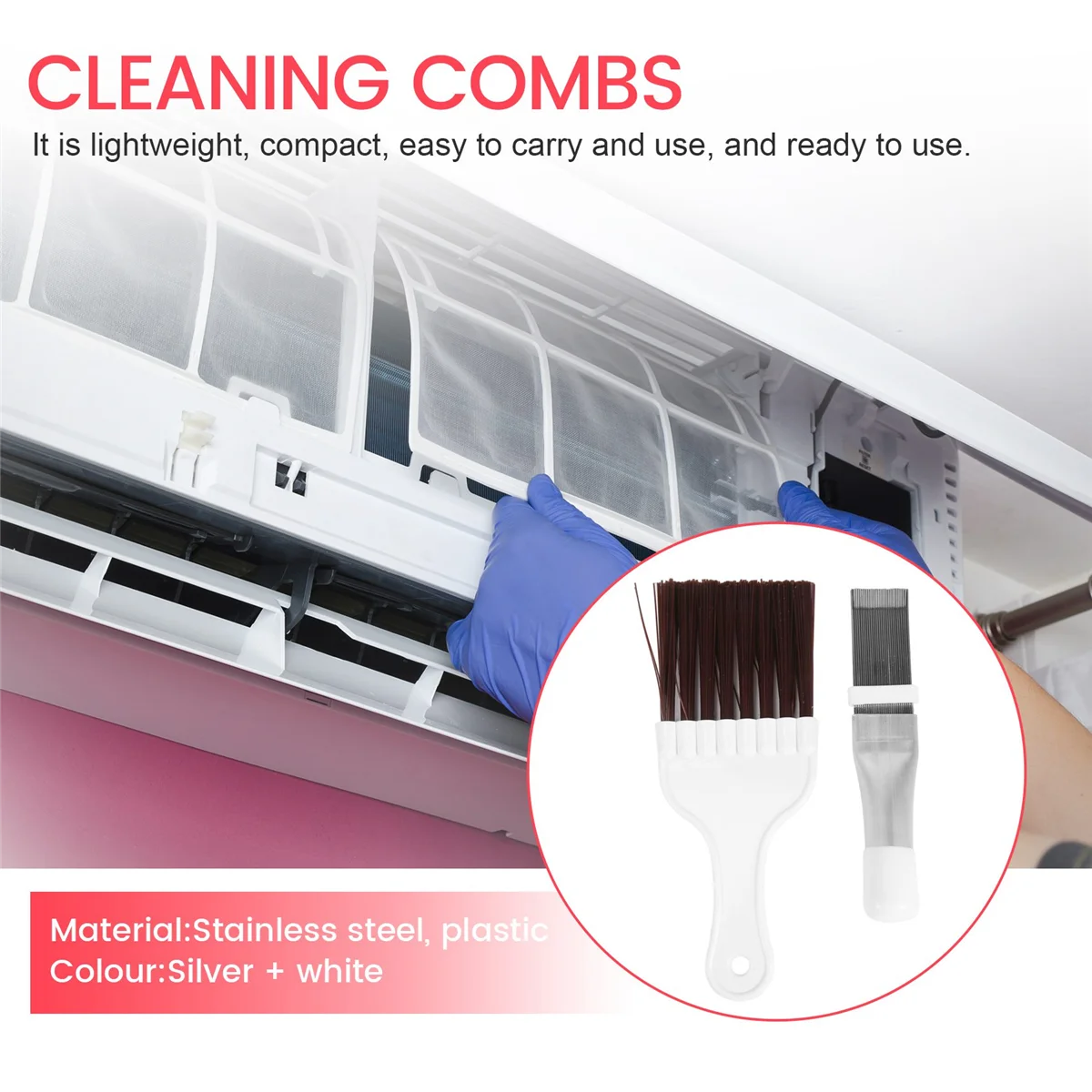 Air Conditioning Fin Comb Condenser Cleaning Comb Refrigeration Repair Tool Cleaning Brush Fin Brush Accessory