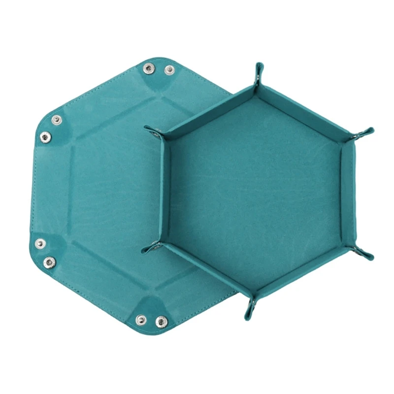 Portable Folding Dices Rolling Tray Dices Holder Storage Box Hexagon Folding Tray for Rolling Game, Table Game