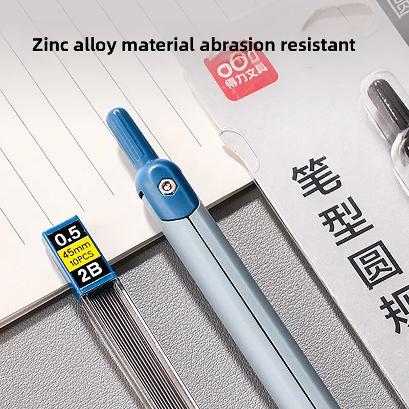 금속 펜형 컴퍼스 휴대용 학생 수학 기하학 교육 시험용 컴퍼스 교체 가능한 심 포함 도면 작성 도구