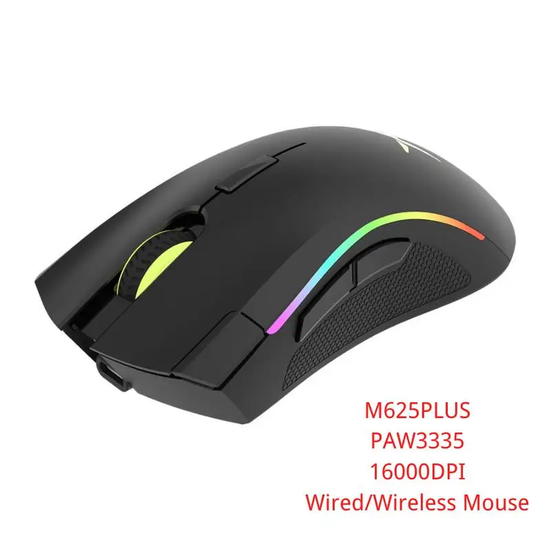 

New M625PLUS Wireless Ergonomic Gaming Mouse Dual Mode PMW3335 16000DPI RGB Mice 7 Progammable Buttons For Computer Gamer