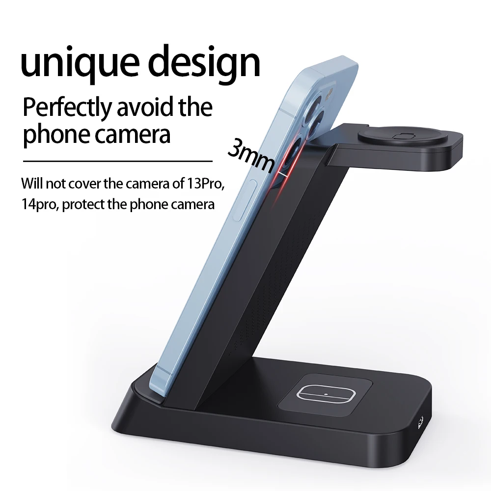 15W Wireless Charger Stand For IPhone 14 13 12 11 XR 8 Apple Watch 3 In 1  Fast Charging Dock Station for Airpods Pro IWatch 7