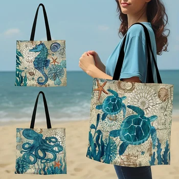 Borsa Tote rustica con stampa bradipo borsa per la spesa a tracolla di grande capacità borsa da spiaggia da viaggio Casual riutilizzabile per le donne