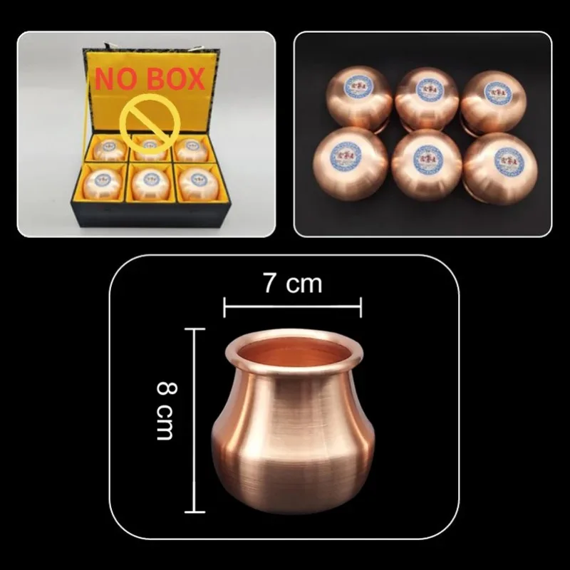 6pcs/1pcs Red Copper Durable Chinese Medical Vacuum Cupping Body Relax Stress Relief Lymph Massage Therapy Heated Fire Cup facial cupping set