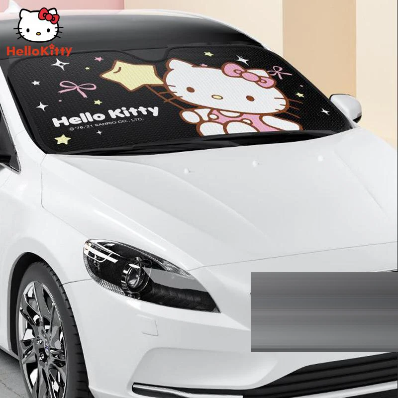 

Hello Kittys Cartoon Car Sunshade Sanrios Kawaii Girl Heart Window Sucker Sun Protection Insulation Shade Accessories Girl Gift