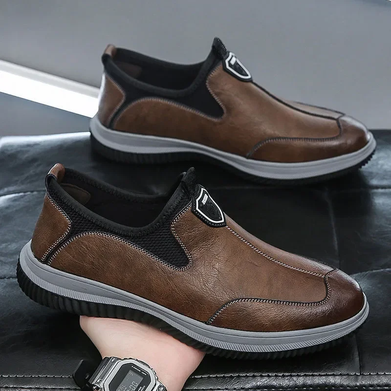 

Leather Men's Shoes Loafers for Men Soft-Soled Casual Shoes Not-Slip Breathable Wear-Resistant Shoes Men Sewing Shoe Zapatos