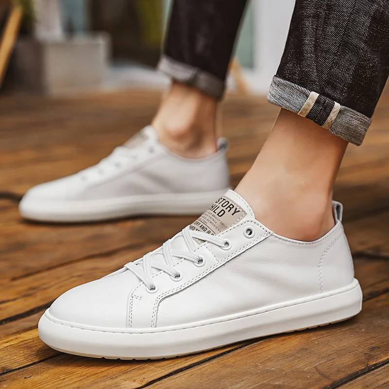 

Men genuine Leather Shoes lace up oxfords Casual Soft Mens Sneakers Breathable Moccasins Men white Shoes Zapatos Hombre