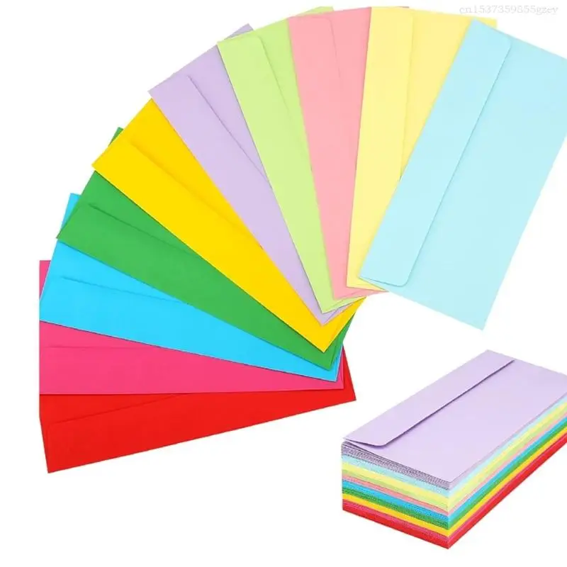 50 Pieces Self-Seal Envelopes Business Envelopes Standard Colorful for Office Birthday Invitations F0T1