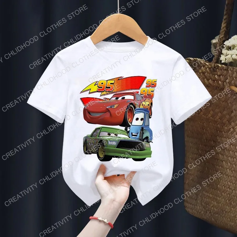 New Summer Disney Cars Children T-Shirt Lightning McQueen Clothes Kawaii Anime Cartoons Kids Boy Girl Hip Hop T Shirt Casual Top 6