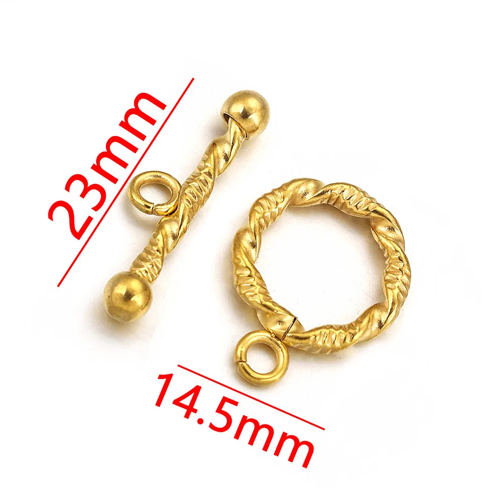 مشبك تبديل دائري مطلي بالذهب من الفولاذ المقاوم للصدأ ، موصل للقلادة والإسورة سهل الاستخدام ، ملحقات صناعة المجوهرات ، مشغولات يدوية للبيع بالجملة ، 5 مجموعات
