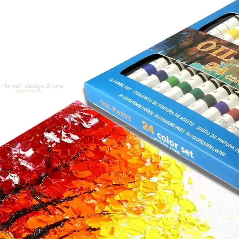 24 Colors Professional Oil Painting Paint Drawing Pigment 12ml Tubes Set Artist Art Supplies for Beginner