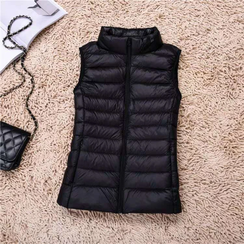 

Autumn Winter Women Sleeveless Waistcoat Jacket Ultra Light White Duck Down Vest Female Short Vest Outwear Oversize 8XL