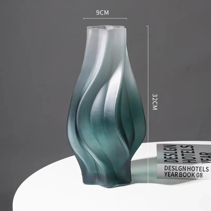 

Nordic Vase Creative Tornado Shaped Frosted High-end Vase Glass Flower Arrangement Living Room Dining Table Art Decoration Ins