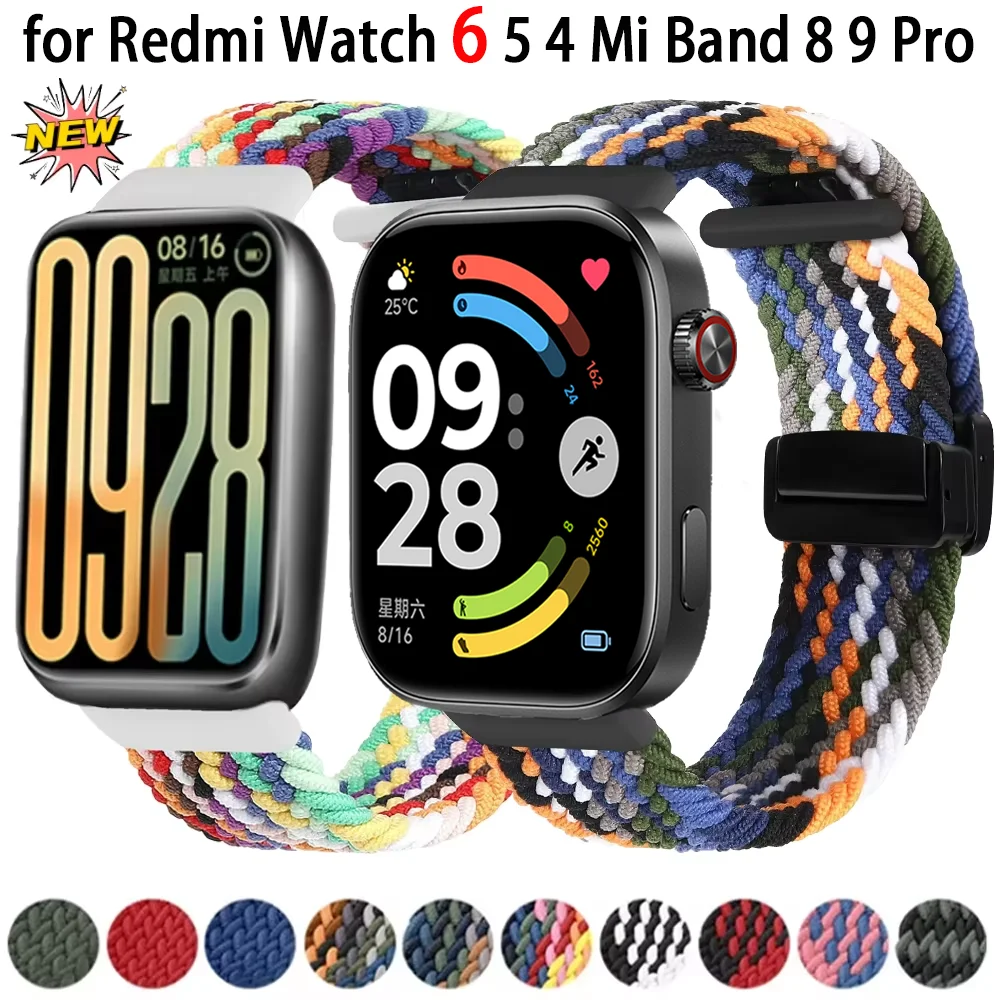 Nylon Braided Magnetic Buckle Breathable Adjustable Watch Strap Bracelet