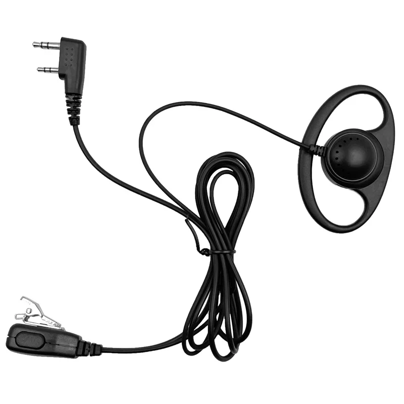 

D-Shape Ear Hook Earpiece With Mic Radio Walkie Talkie Earphone 2 Pin PTT Headset For 888S UV5R