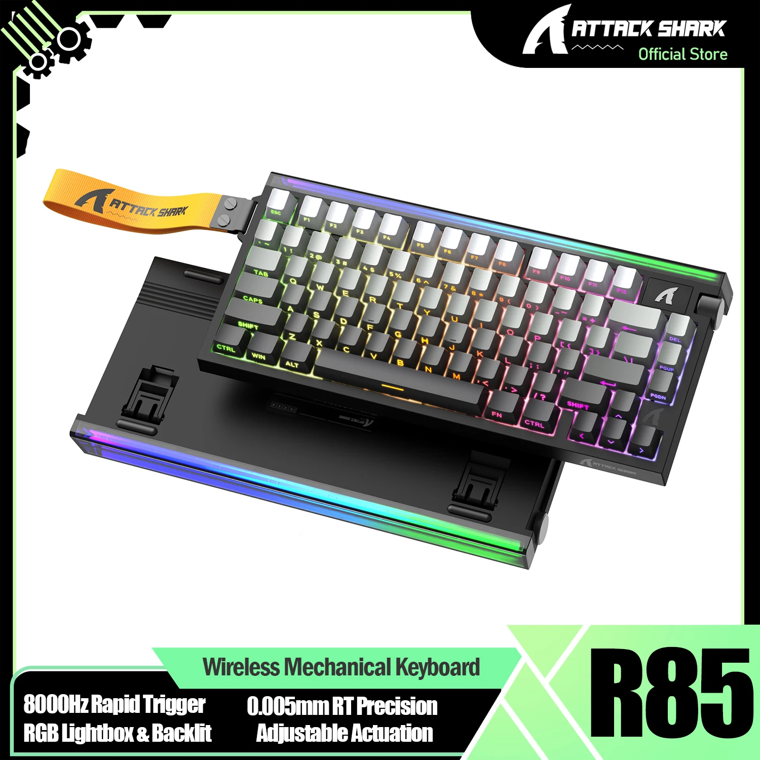어택 샤크 R85 HE 8000Hz RGB 래피드 트리거 키보드, 0.005mm RT 정확도 유선 게이밍 키보드, 홀 이펙트 마그네틱 스위치