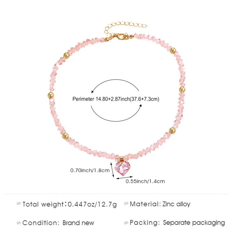 S70ee8396d2b4496c9cbf7a2b53025744R Fashion Y2K Zircon Heart Pendant Crystal Choker Necklaces for Women Sweet Cool Style Temperament Beaded Necklace Party Jewelry Mallzona