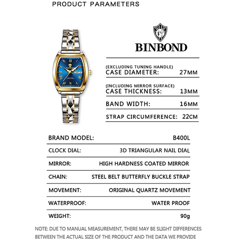 BINBOND Luxury Women's Watches Stainless steel Waterproof Business Fashion Watch for Ms Calendar Luminous New Relogio Feminino 5