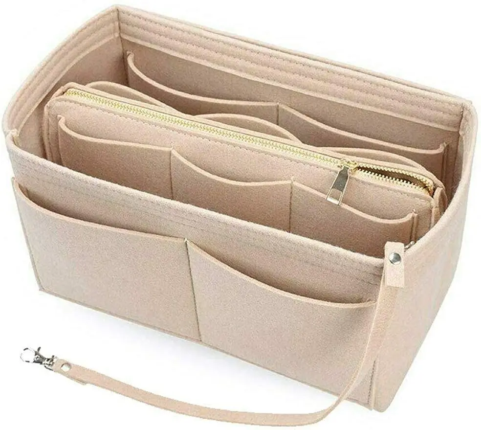 

Felt Cloth Insert Bag Organizer Fits Women's Baguette Bag Makeup Tote Handbag Organizers Travel Inner Purse Cosmetic Bags