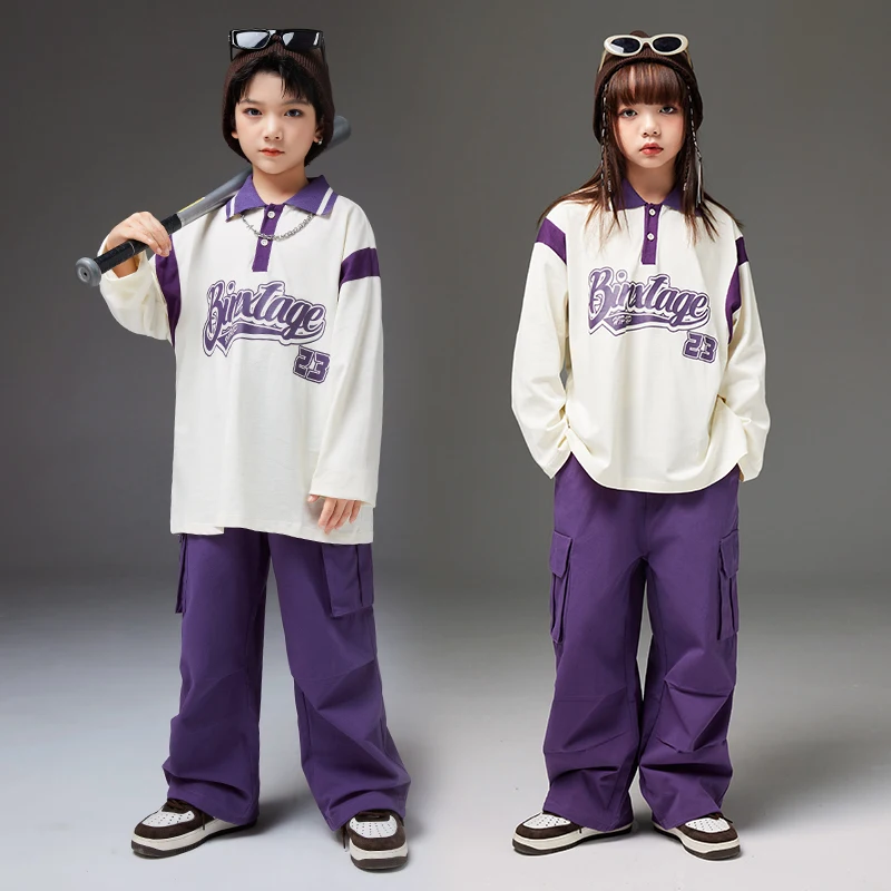 

Одежда в стиле хип-хоп, свитшот большого размера, штаны-карго для мальчиков и девочек, уличная одежда, топы, Детские сценические костюмы, Детские комплекты одежды для джазовых танцев