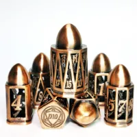 DnD Metal Dice Set - Hollow Bullet Design Zinc Alloy 7pc Dice, Antique Copper RPG Dice Set for Dungeons and Dragons 1