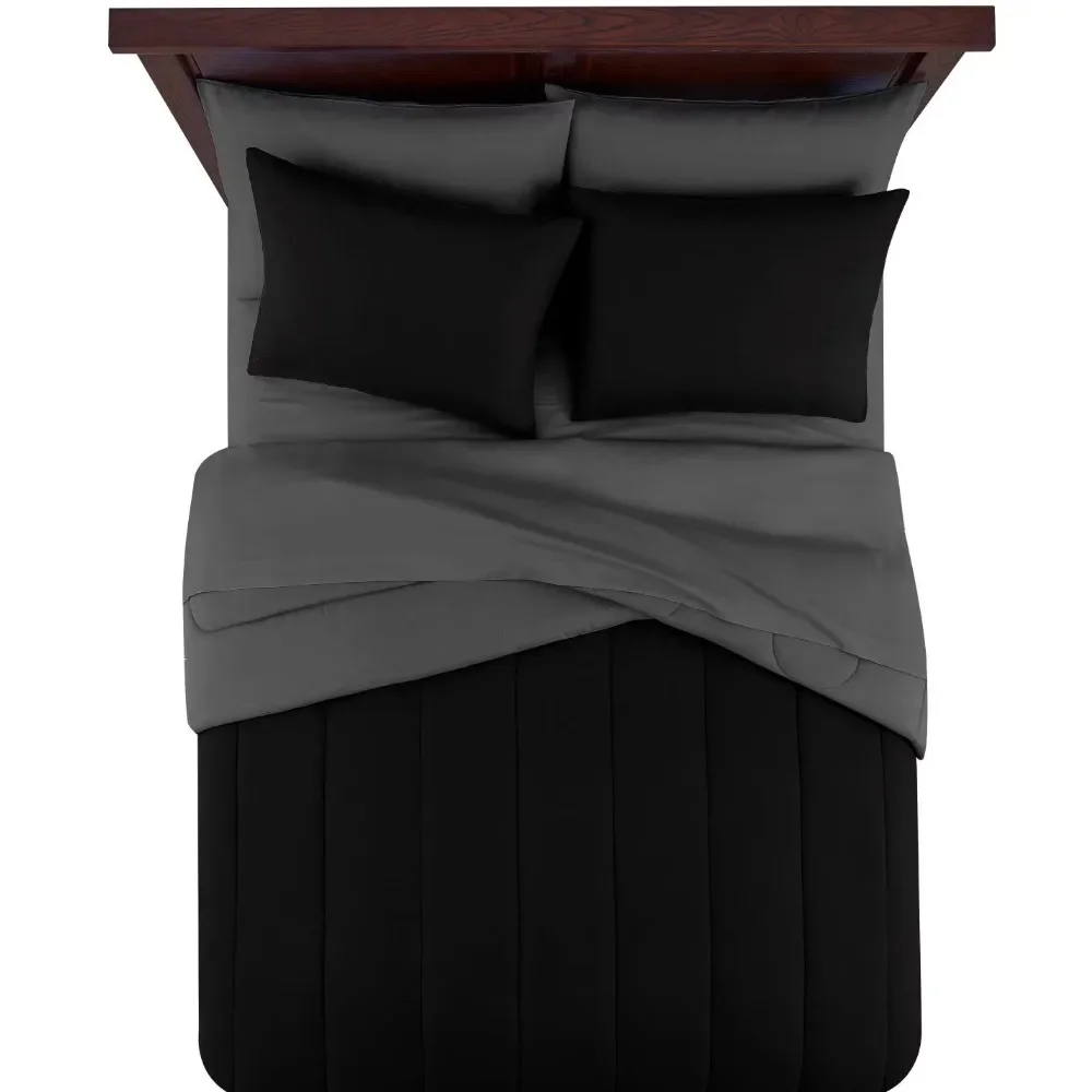 

Черная двухсторонняя кровать из 7 предметов в сумке, Комплект постельного белья с простыней, Королевский стиль, роскошный комплект постельного белья