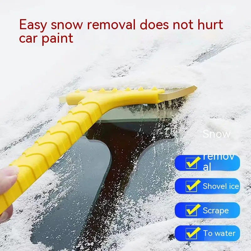 Automobile snow shovel with ice breaking, defrosting, and deicing shovel, snow sweeping brush, large widened glass cleaning