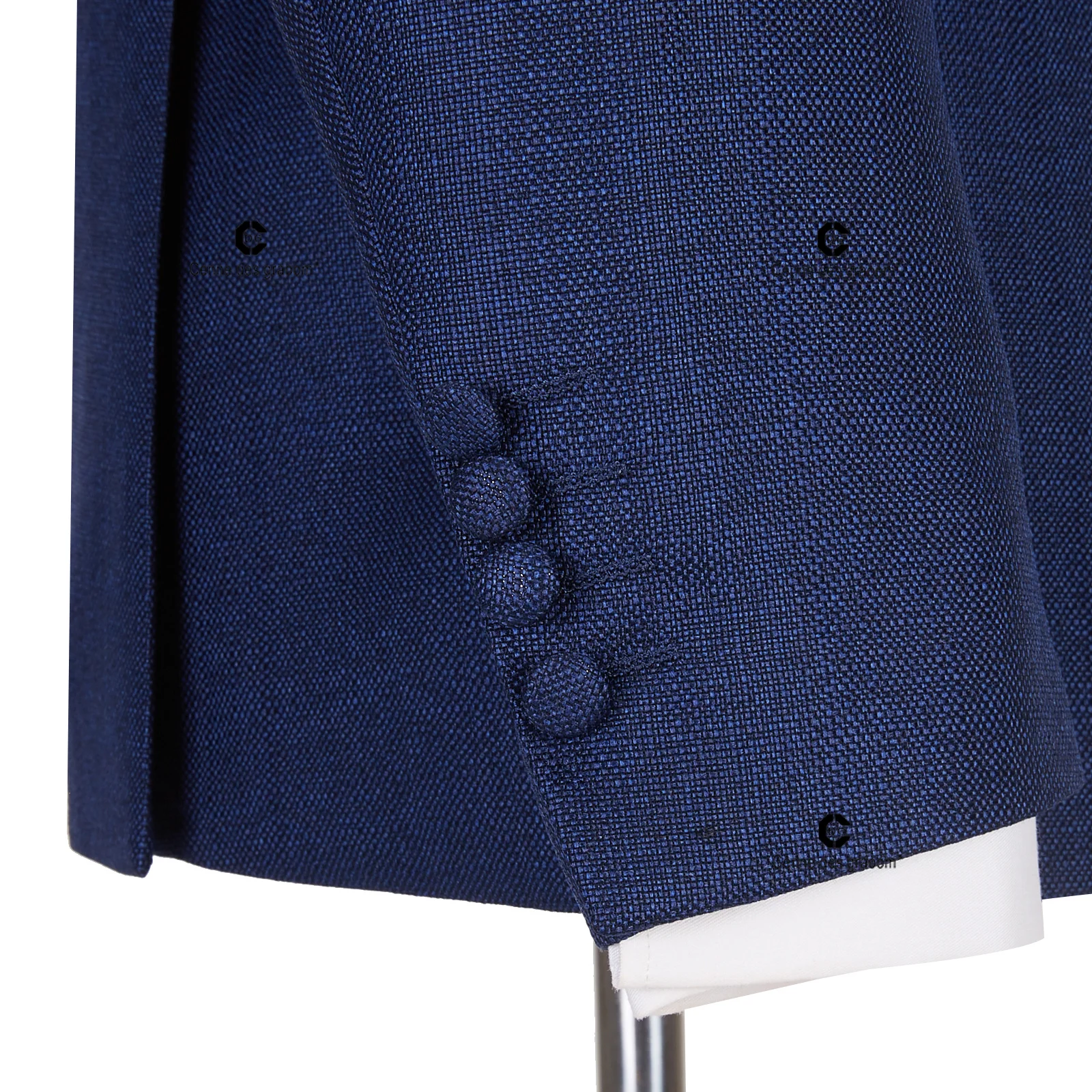 Cenne Des Graoom New Vintage Blue Suits for Men Chinese Knot Button Single Breasted Peak Lapel Jacket and Pants 2 Pcs Set Office 5