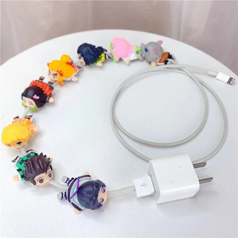 Demon Slayer Charging Cable Protector Cover for Mobile Phone USB Cable Data Lines Protective Case Anime Figures Tanjirou Nezuko
