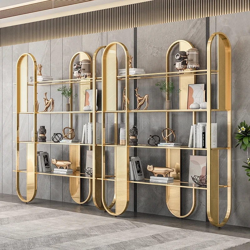 Luxury glass door bookcase floor-to-wall solid wood combination display cabinet living room study storage locker bookcase