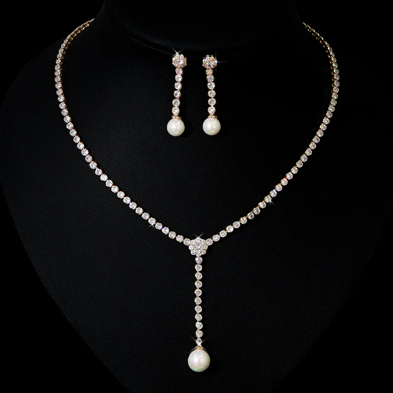 

Eexquisite Plated Multiple Design Fashion Jewelry Body Jewelry Pearl Jewelry Set For Bridal Jewelry Sets Wedding Accessories