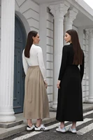 AP 2025 printemps et été femmes col rabattu t-shirt doux dame coton mélange jupe confortable décontracté 4