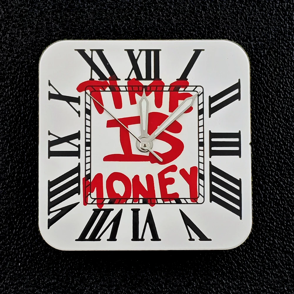 Square Dial 'Time is Money' Customized Watch Face for Premium Watch Accessories