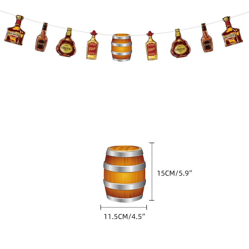 Whisky Wein Thema Geburtstag Party Set Brief Pull Muster Flagge Latex Ball Ballon Flagge Kuchen Einsetzen Suite – Detail 4