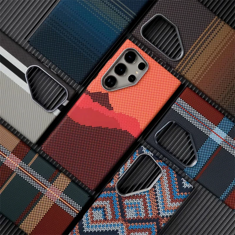 Phone Case For Samsung S25 S23 S24 Ultra Plus Carbon Fibre Relief MagSafe Wireless Charging PC Shockproof Cover For Galaxy S25+