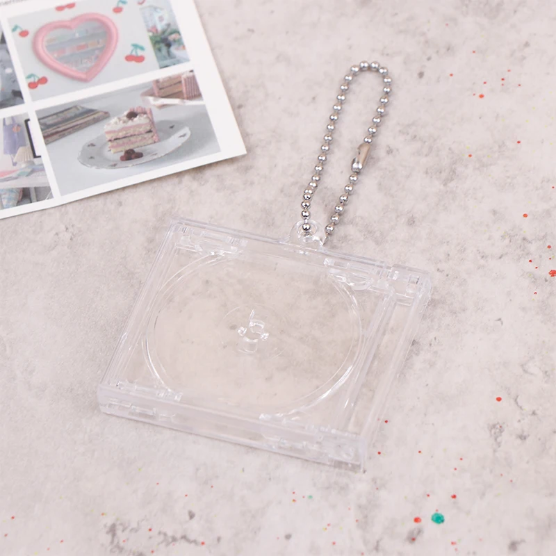 1pcs Blank Mini CD Case Keychain For DIY Keychains Backpack Hanging Decor Chain/Clip cd dvd storage bag cd dvd storage case