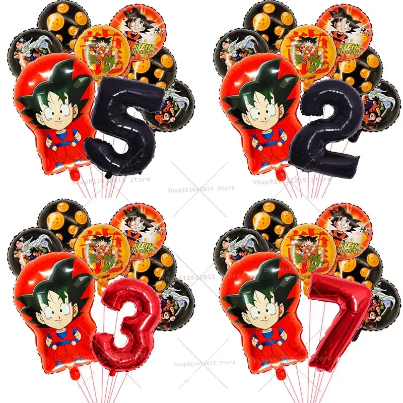 

Dragon Ball Boy Birthday Balloon Decoration Son Goku Baby Party Supplies Number Ballons Anime Cartoon Aluminum Foil Latex Ballon