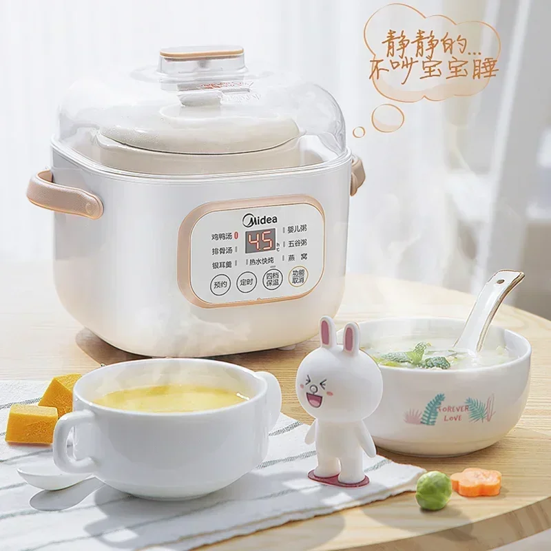 Midea 0.8L Ceramic Electric Slow Stewer Household Multi Baby Food Porridge Dessert Cooker Stewing Cooking Pot Electric Soup Pot