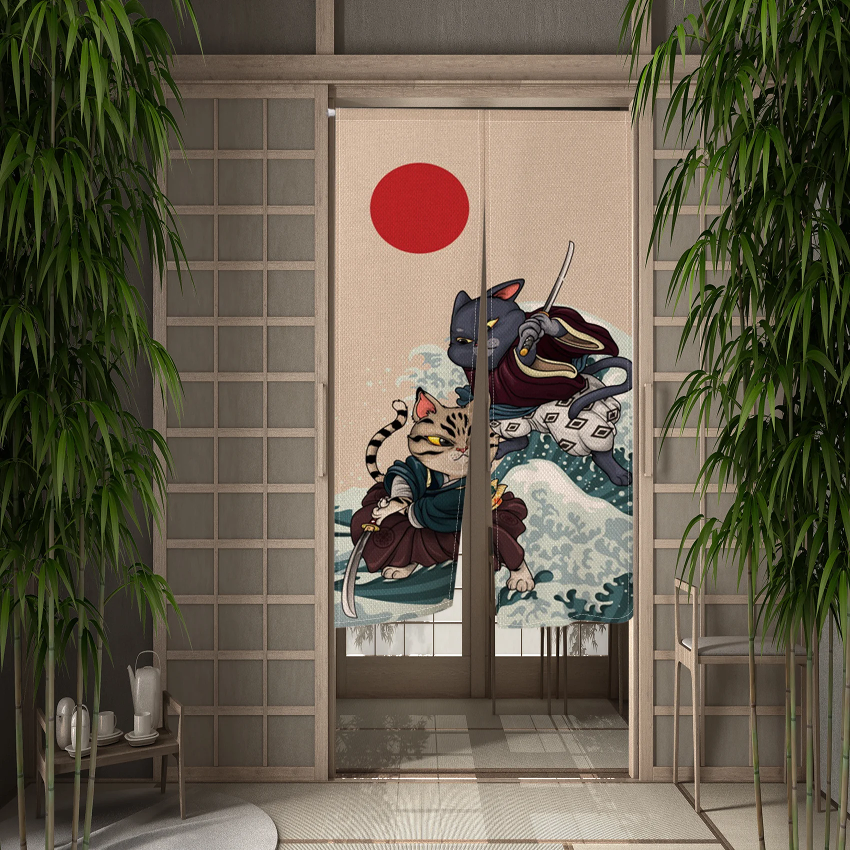 Cartoon Smiling Face Printing Door Curtain Kitchen Entrance Drapes Living Room Partition Hanging Curtains Cabinet Short Curtain 4