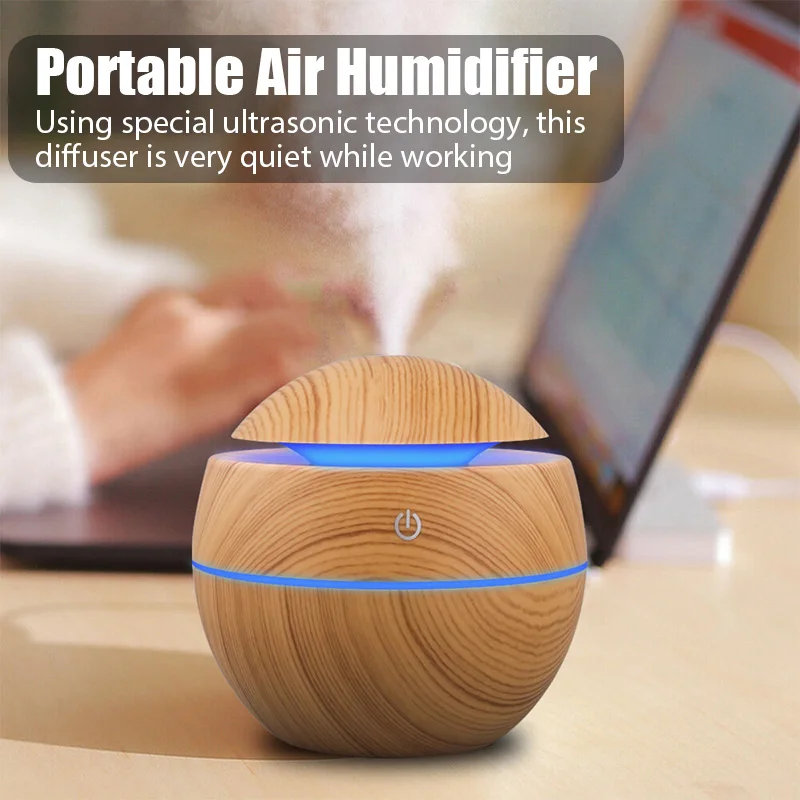 

Home Wood Grain Air Humidifier Purifier Aroma Diffuser USB Ultrasonic Cool Mist Sprayer Essential Oil Fragrance Diffuser