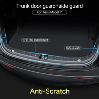 USVOTOV for Tesla Model Y Trunk Sill Guard Cargo Mat Rear Bumper Protector TPE Pads Door ABS Side Cover Anti-scratch Accessories 2