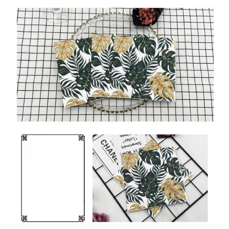 Colourful Printed Napkins Leaves 2 Layers Wood Pulp Paper Folding Disposable Paper Placemats Party Napkins 20pcs/pac 33cm