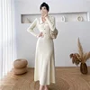 Tweed Style High-Waisted Slimming Knit Dress Women's Autumn/Winter New Design Sensibility Base Middle-Length Sweater Dress