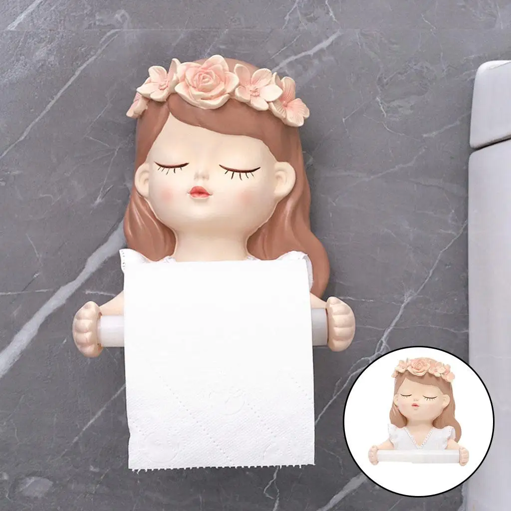Lovely Girl Toilet Paper Holder Bathroom Tissue Roll Hanger Rack