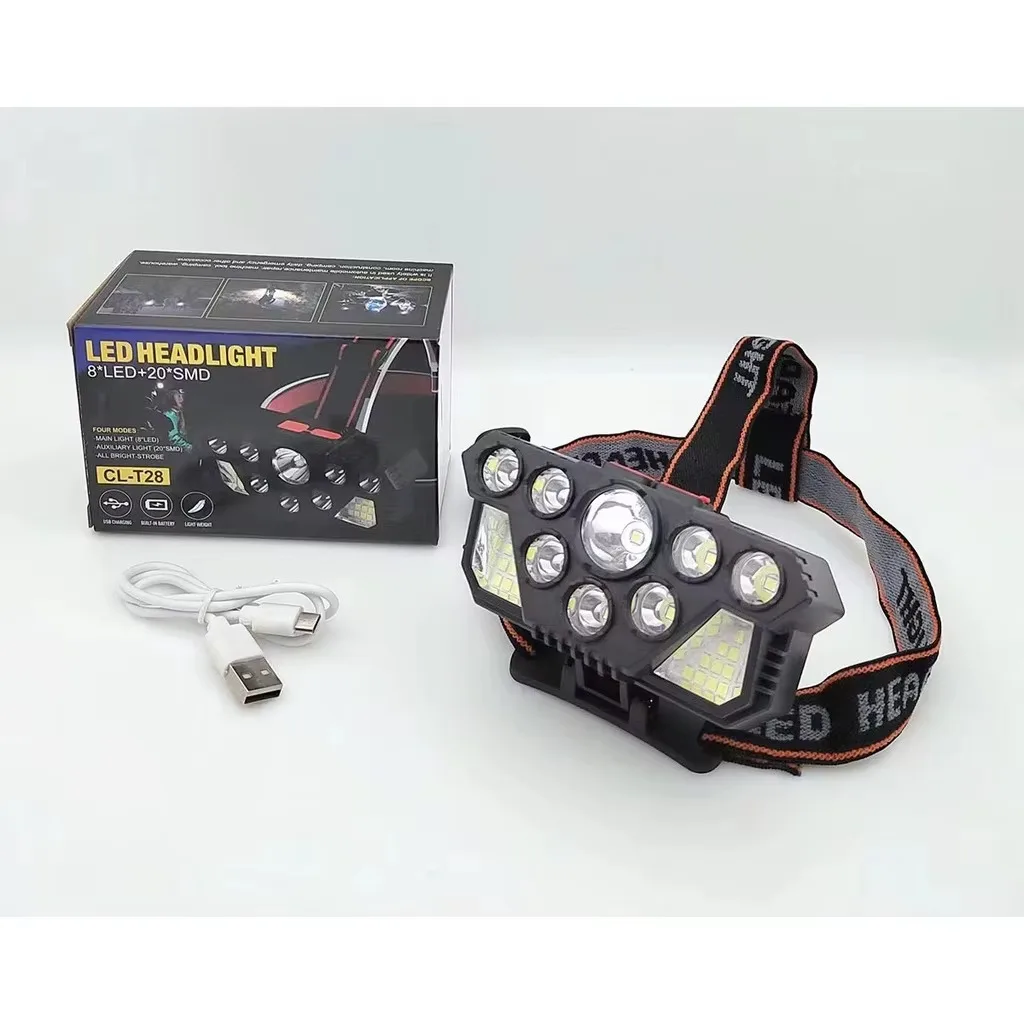 Farol Capacete LED Recarregavel Holofote Poderoso Para Acampamento Pesca e Bicicleta Suporte de Luz Ajustavel Para Aventuras Not