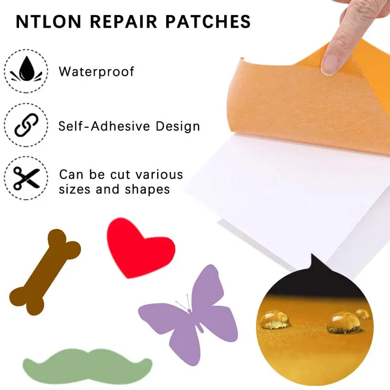 2Pcs Self-Adhesive Patches Nylon Waterproof Repair Patches for DIY Clothing  Down Jacket Raincoat Repair Holes Tearing 10x20cm