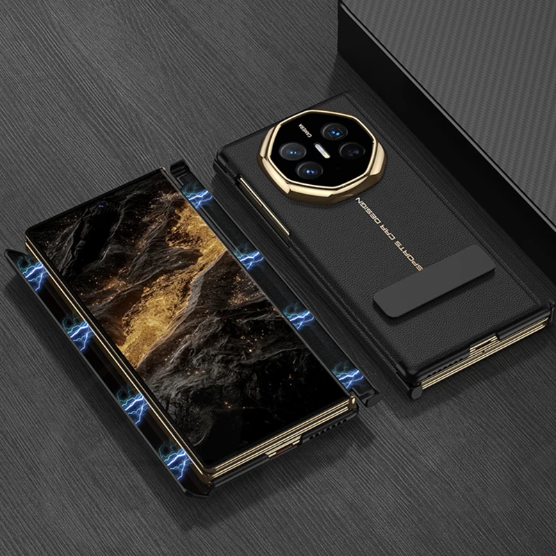 Double Magnetic Hinge All-included Case For Huawei Mate XT Luxury Plating Plain