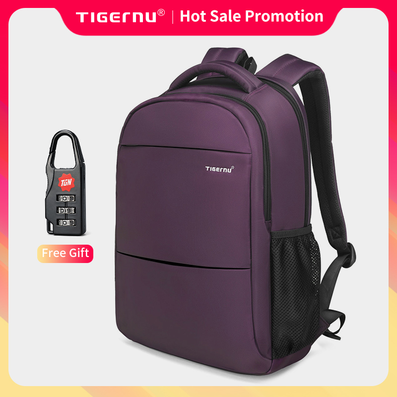 Tigernu Fashion Women Backpack Purple Anti Theft 15.6inch Laptop Backpack Female Waterproof Travel Backpack School Backpack Bags