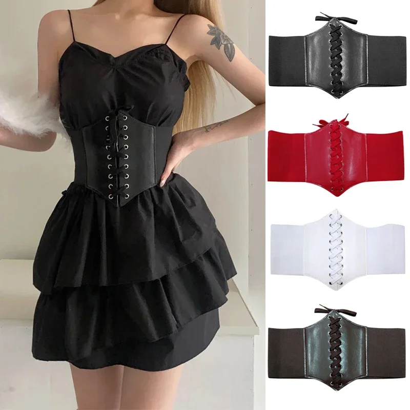 

Fashion Corset Wide Belts Pu Leather Slimming Body Waistband for Women Elastic High Waist Belt Cinto Feminino Ceinture Femme